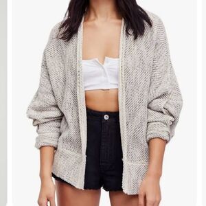 Free People Motions Knit Cardi Grey Knit Open Sweater Cardigan Dolman Sleeves S
